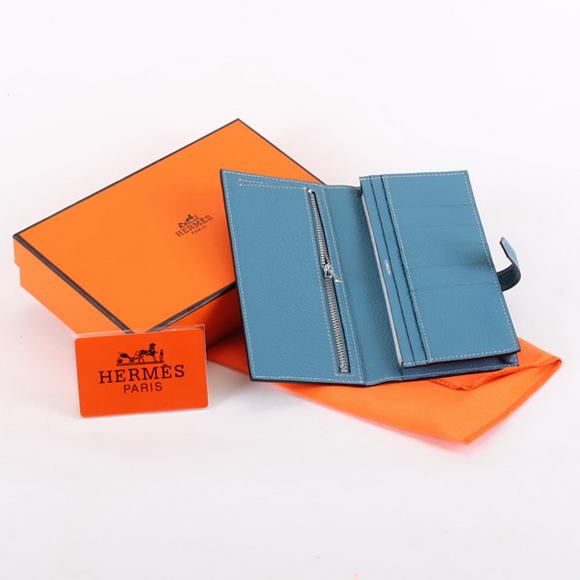 Cheap Fake Hermes Bearn Japonaise Bi-Fold A208 Blue - Click Image to Close